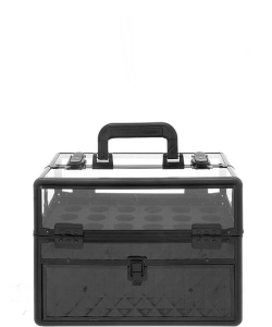 Clear Buckle Shiny Design Cosmetic Tool Box CO-540PP BLACK